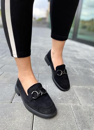 Туфли женские meideli x1138-12 чёрные (весна-осень эко-замша)