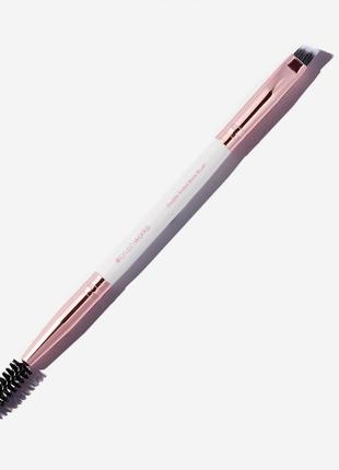 Кисть для оформления бровей brushworks white and gold brow duo brush1 фото