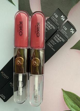 Стойкая жидкая матовая помада и блеск 2 в 1 kiko milano unlimited double touch 110