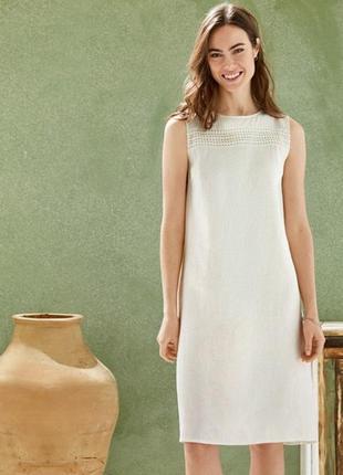 Сукня льон лляне 100% з кишенями без рукавів міді midi вишивка німеччина сарафан