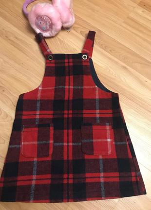 Сарафан красный в клетку теплый next gap zara