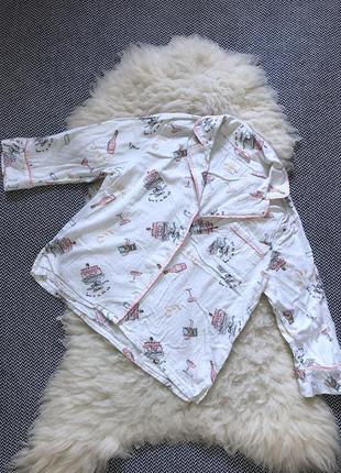 Kate spade оригинал верх домашняя пижамная рубашка принт хлопок натуральная1 фото