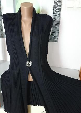 Розкішний теплий подовжений жилет-кардиган