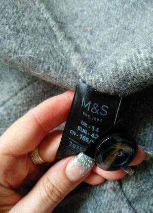 Шерстяное пальто marks& spencer без подклада р.48 на пуговицах8 фото