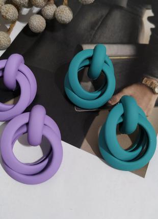 Классные новые сережки пусеты узелки лиловые серьги фиолетовые кульчики пусети лілові5 фото