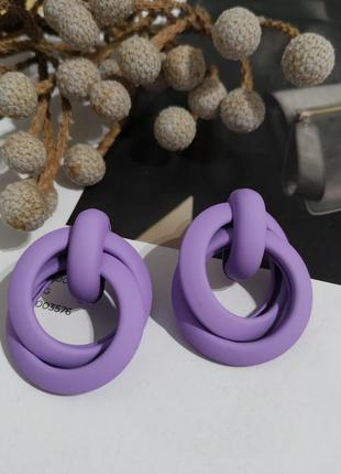 Классные новые сережки пусеты узелки лиловые серьги фиолетовые кульчики пусети лілові2 фото