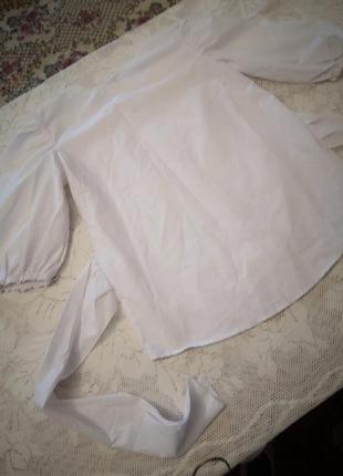Бомбезная белая блузка, рубашка с бантиком сзади, кофта, блуза9 фото