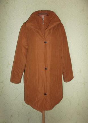 Куртка пальто коричневая на синтепоне змейка кнопки р. l-xl -fventura