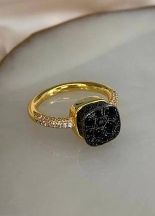 Брендовое кольцо с позолотой, с цирконами3 фото
