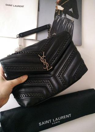 Шкіряна сумка з заклепками в стилі yves saint laurent 🔝🔝🔝
