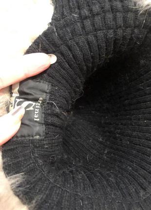 Натуральный мех чернобурка эластичная зимняя шапка8 фото