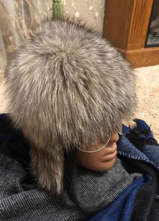 Натуральный мех чернобурка эластичная зимняя шапка10 фото