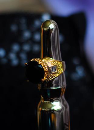 Розкішний королівський арабська царський перстень чоловічий жіночий під золото з величезним чорним каменем2 фото