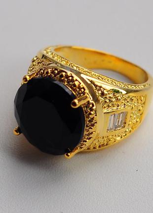Роскошный королевский арабский царский перстень мужской женский под золото с огромным черным камнем