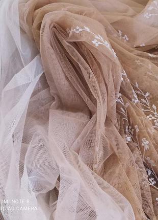 Тюль штори гардини занаавска персик омбре вишивка градієнт6 фото