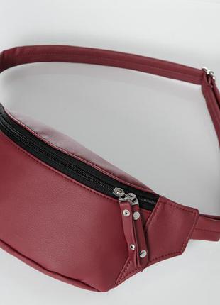 Бордовая универсальная вместительная сумка через плечо, поясная сумка5 фото
