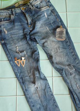 Сині джинси скінні розмір s, m бренд denim co3 фото