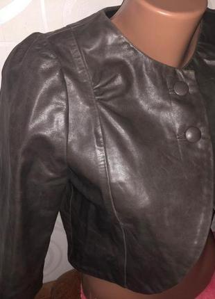 Женская модная укорочённая куртка пиджак болеро  кожа натуральная  бренд potz braulein