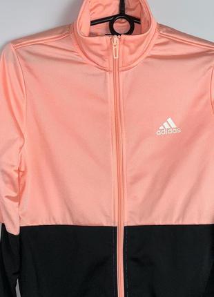 Женская спортивная кофта adidas розовая чёрная с лампасами адидас зип худи свитшот толстовка6 фото