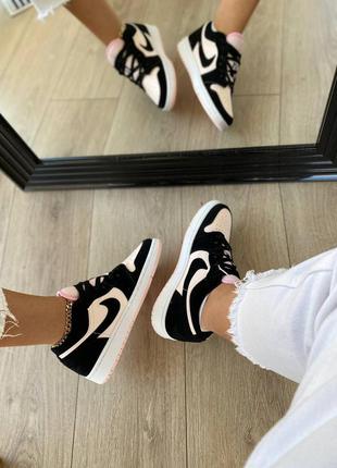 Кросівки air jordan 1 low black / pink кроссовки7 фото