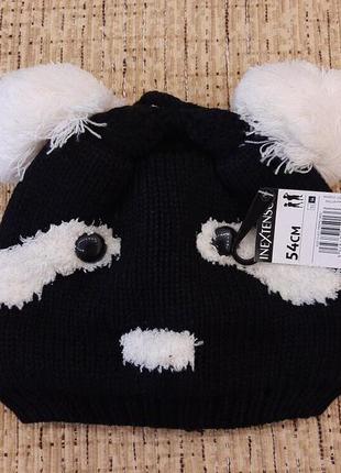 Шапка шапочка кошка панда крупная вязка на флисе1 фото