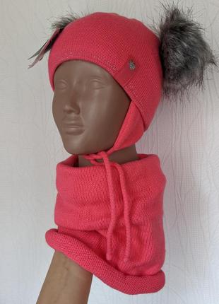 Осенняя шапка и шарф-хомут 46-48