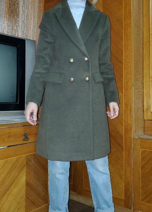 Двобортне пальто хакі new look4 фото