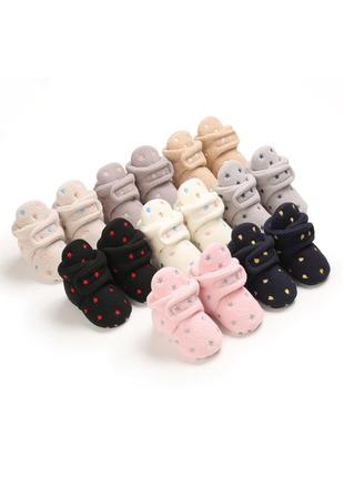 Детские хлопковые пинетки 0-18 месяцев с липучкой