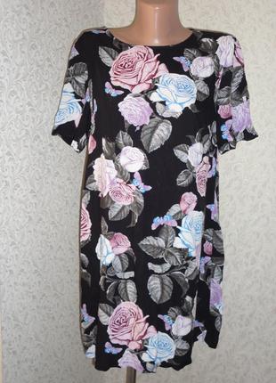 Платье вискоза розы dorothy perkins р.12  (ог 102 дл.80)