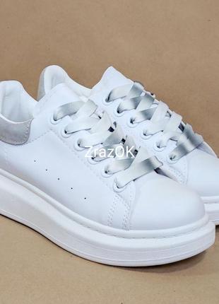 Белые кроссовки криперы ботинки слипоны на высокой подошве а стиле  mcqueen4 фото