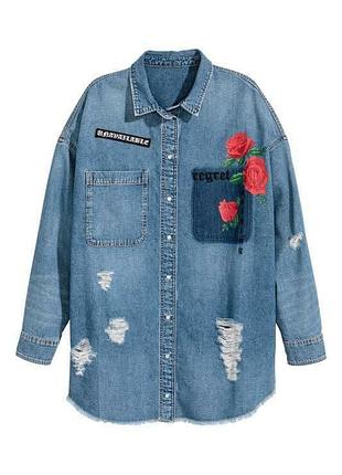 Джинсова сорочка оверсайз h&m