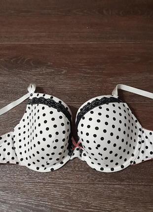 Р.32 е 70 е marks & spencer брендовый красивый бюстгалтер косточки поролон в горошек