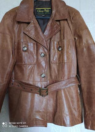 Шикарная итальянская кожанная куртка vera pelle, цвета кемел2 фото