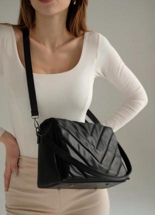 Жіноча сумка перешита (чорна). женская сумка стеганая.3 фото