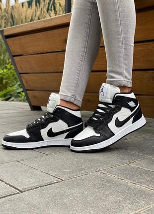 Nike air jordan чёрно-белые на меху зимние кроссовки найк джордан8 фото