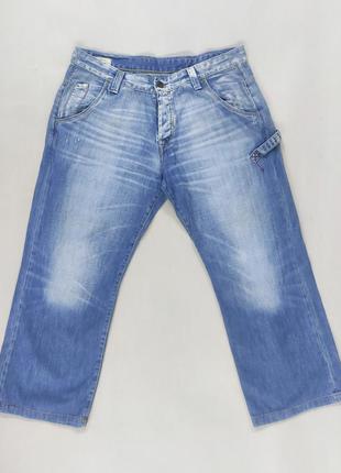 Джинси сині, терті, щільні, на гудзиках vintage denim