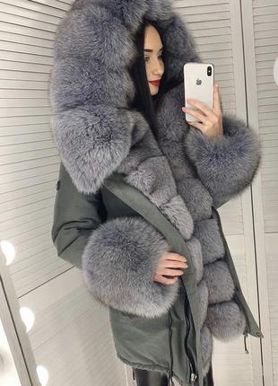 Распродажа!длинные парки куртки с мехом песца