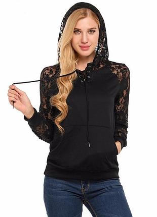 Толстовка з мереживними рукавами і капюшоном. 2.29