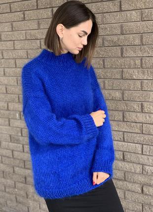 Мохеровый джемпер оверсайз королевский синий