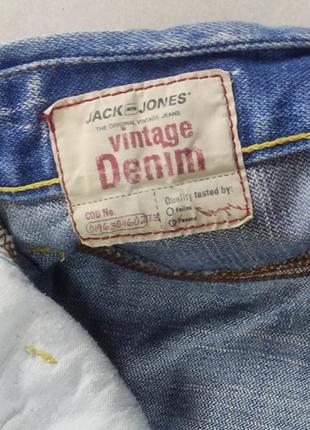 Джинси сині, терті, щільні, на гудзиках vintage denim5 фото