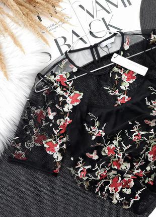 Блузка сітка топ квітковий принт вишивка redherrіng2 фото