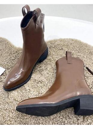 Тренд 2021-2022 низкие ботинки казаки женские коричневые