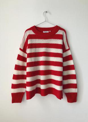 Актуальный свитер оверсайз в ярко-красную полоску asos brave soul красный полосатый джемпер oversize2 фото