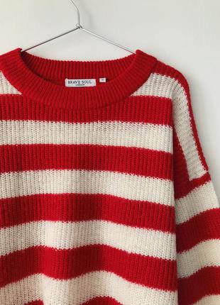 Актуальный свитер оверсайз в ярко-красную полоску asos brave soul красный полосатый джемпер oversize7 фото