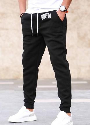 Спортивні штани чоловічі базові на флісі теплі чорні туреччина спортивні штани чоловічі штани чорні