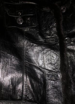 Куртка утеплённая натуральная кожа с норкой4 фото