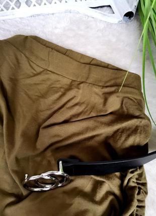 Ликвидация 🎈🎈крутая юбка  миди высокой посадки хаки стяжка 9024 фото