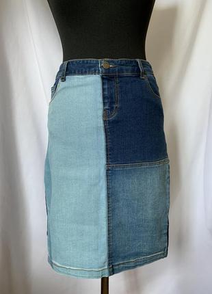 Юбка джинсовая в стиле печворк reserved  размер 36