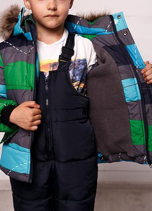 Комплект куртка+штани на підтяжках«хлопчик», принт/106 фото