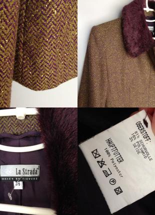 La strada итальянское пальто-пиджак короткое шерстяное с мехом шелк брендовый пиджак rundholz owens5 фото